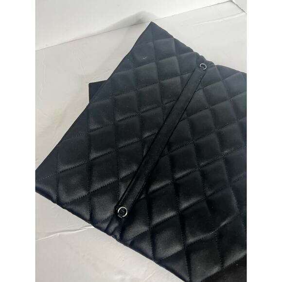 KATE LANDRY Black Clutch Quilted Vtg Purse Evening Folder Bag With Rhinestone - Picture 10 of 16